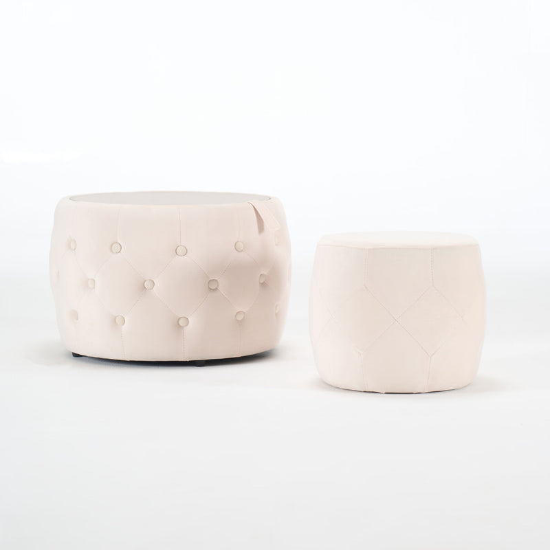 Nesting Ottomans 2 Piece With Tray, 4 In 1 Function