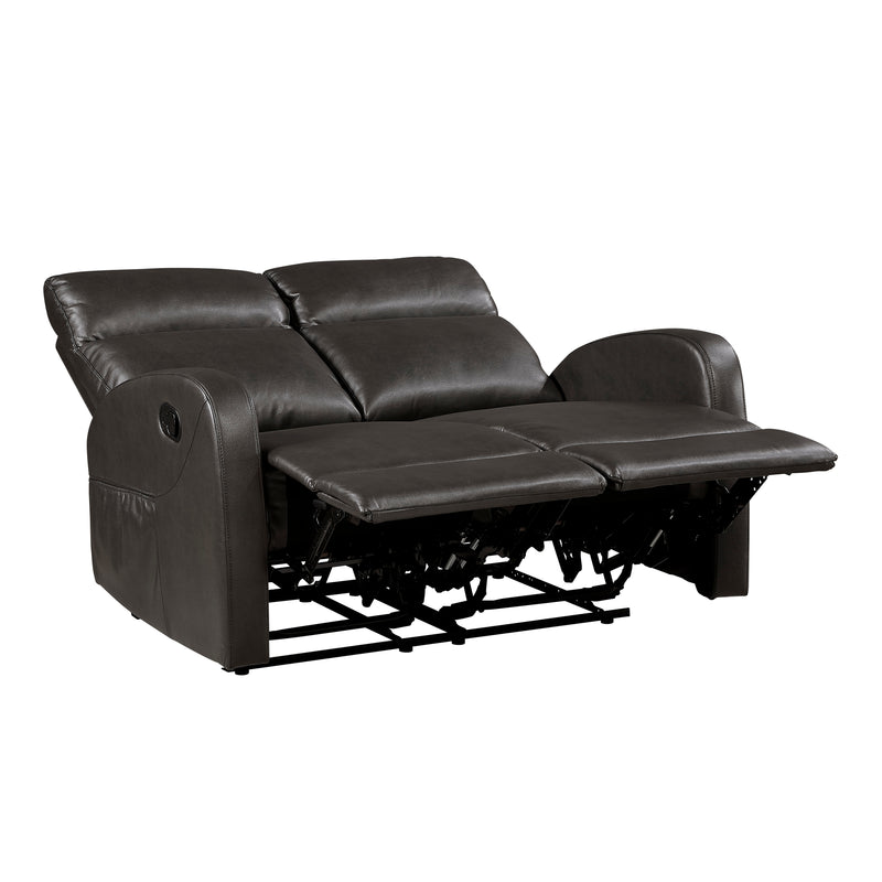 Reclining Sofa Set 2pc Espresso Faux Leather Sofa Loveseat with Side Pockets Plush Foam Comfort Modern Wall-Hugger Design Living Room Furniture