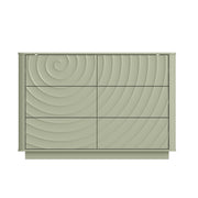 6 Drawer Dresser for Bedroom, 46.5' Wide Modern Large Chest of Drawers with Handle Free & Ripple Design,Wooden Clothes Storage Organizer for Closet, Nursery, Living Room, Apartment, Sage Green