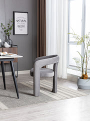 Contemporary Designed Velvet Fabric Upholstered Accent/Dining Chair /Barrel Side Chairs Kitchen Armchair for Living Room set of 2 (Gray Velvet)