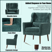Modern Accent Chair, Arm Chairs For Living Room, Upholstered Mordern Armchair, Comfy Soft Padded Lounge Chair In Small Space, Bedroom, With Pillow, Solid Wood Leg