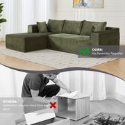 Compression Sectional Couch With Comfy Chaise, Boneless L Shape Sofa With Deep Seat