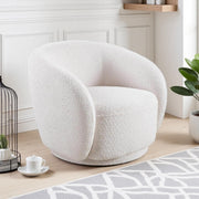 Swivel Accent Chair, Boucle Fabric Upholstered Barrel Chair, Single Sofa Single Armchair for Living Room