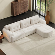 Modular Sectional Sofa Couch with Chaise, Full-Foam Structure, Compression Packaging Design, Woven Texture Upholstery, Oversized Modern Sofa for Living Room