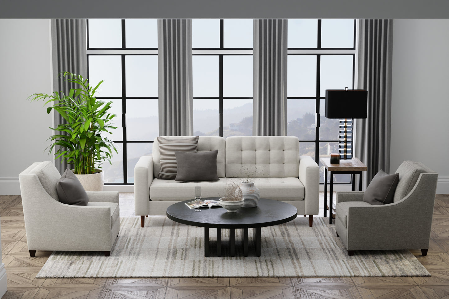 Richmond Modern Geometric, Ivory/Gray/Tan