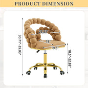 Velvet Bubble Back Swivel Office Chair, Adjustable Height Cute Vanity Chair with Gold Base & Wheels for Bedroom, Makeup Room.