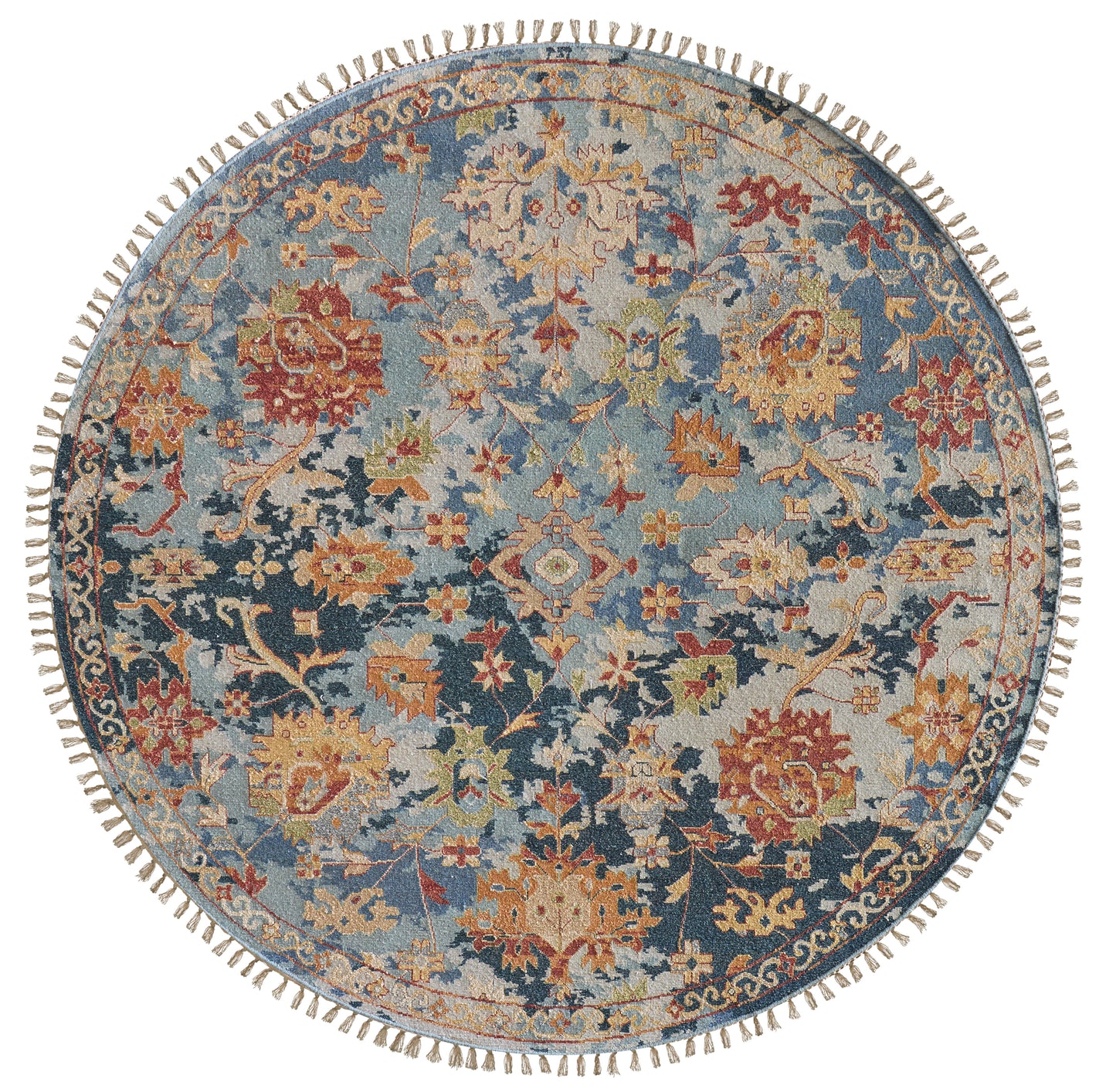 Leylan Transitional Floral & Botanical, Blue/Orange/Red