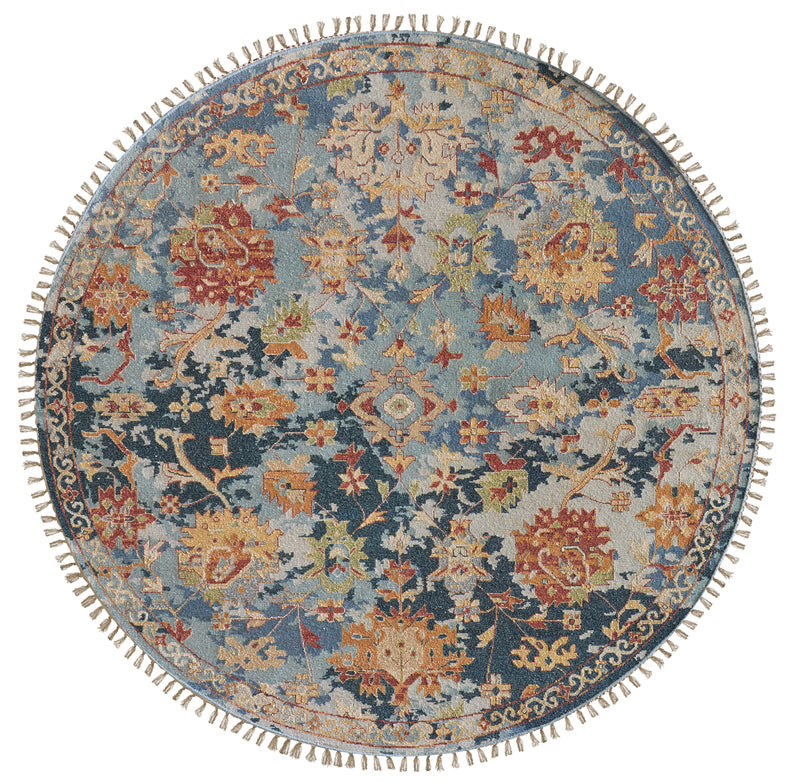 Leylan Transitional Floral & Botanical, Blue/Orange/Red