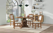 TREXM 5-Piece Retro Functional Dining Set, 1 Extendable Table with a 16-inch Leaf and 4 Upholstered Chairs for Dining Room and Kitchen (Walnut)