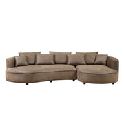 Modern Sectional Curved Sofa Couch for Living Room,Leathaire Upholstered 5-Seat Sofa Couch, Technology Cloth Couch Set for Apartment Office,Brown