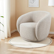 Swivel Accent Chair, Boucle Fabric Upholstered Barrel Chair, Single Sofa Single Armchair for Living Room