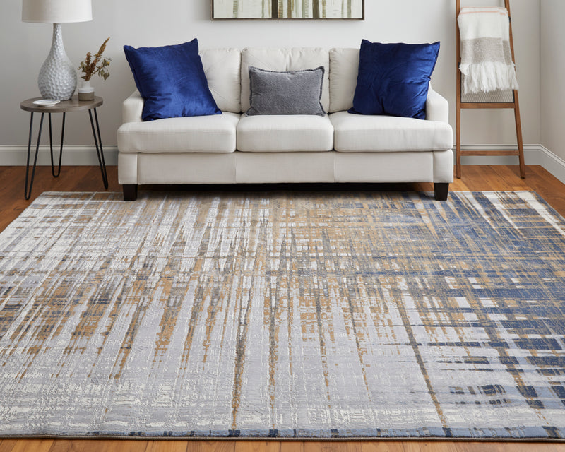 Clio Modern Abstract, Blue/Orange/Gray