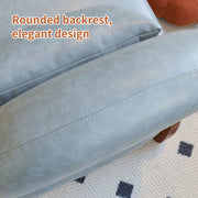 Cute Accent Chair with Solid Wood Legs, Faux Leather Living Room Chair with Soft Cushion, Cozy Bedroom Chair, Comfy Armless Reading Chair for Apartment, Waiting Room, Balcony (Blue)