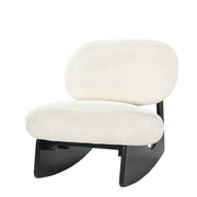 Modern Curved Hollow Base Rocking Accent Chair, Soft Textured Chenille Upholstered Armless Rocker Lounge Chair, Unique Sculptural Rocking Chair for Living Room Bedroom Nursery