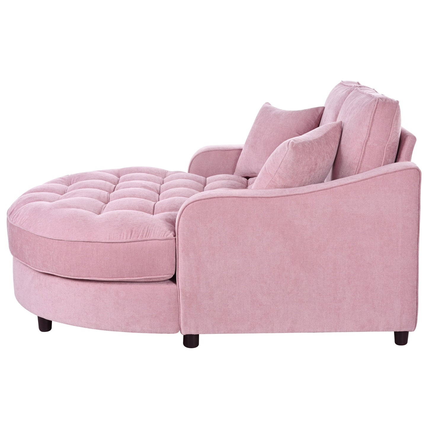 Modern Chaise Lounge Upholstered Sofa Couch With Tufted Seat And Detachable Pillows For Living Room
