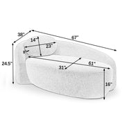 Modern Oval Single Lazy Sofa Chair with Integrated Backrest, Side Armrest and Pillow, Compact Space-Saving Lounge Chair for Living Room Bedroom-Dark Gray