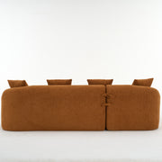 Boneless L-Shape Sectional Sofa with Curved Chaise,Orange Modular Chenille Compression Couch,30D High-Density Foam,Minimalist Modular Couches Sleeper for Living Room Bedroom Apartment Lounge.