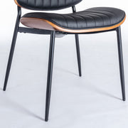 Dining Chairs (Set of 2) Mid-Century Modern Retro Chair With Walnut Bentwood Back Upholstered Seat Metal Legs Adjustable Foot For Kitchen Dining Room Chairs