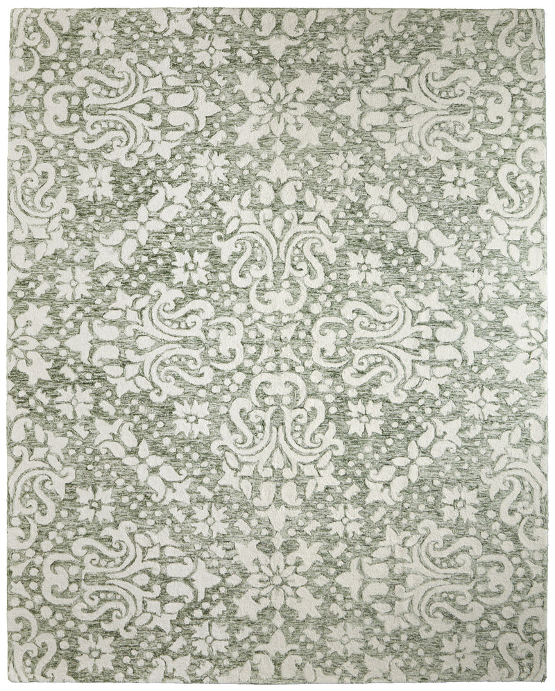 Belfort Traditional Floral & Botanical, Ivory/Green