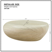 43.31''Fiberglass Elliptical Coffee Table for Living Room Vintage Table,Matte Rocks Table front of the Sofa, Irregular Center Table,No Need Assembly LIGHT YELLOW