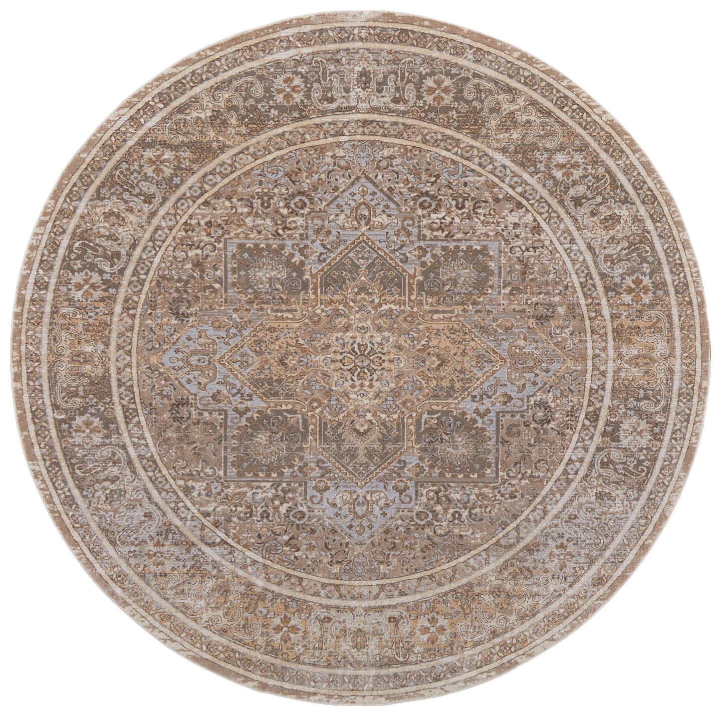 Celene Traditional Medallion, Tan/Brown/Ivory