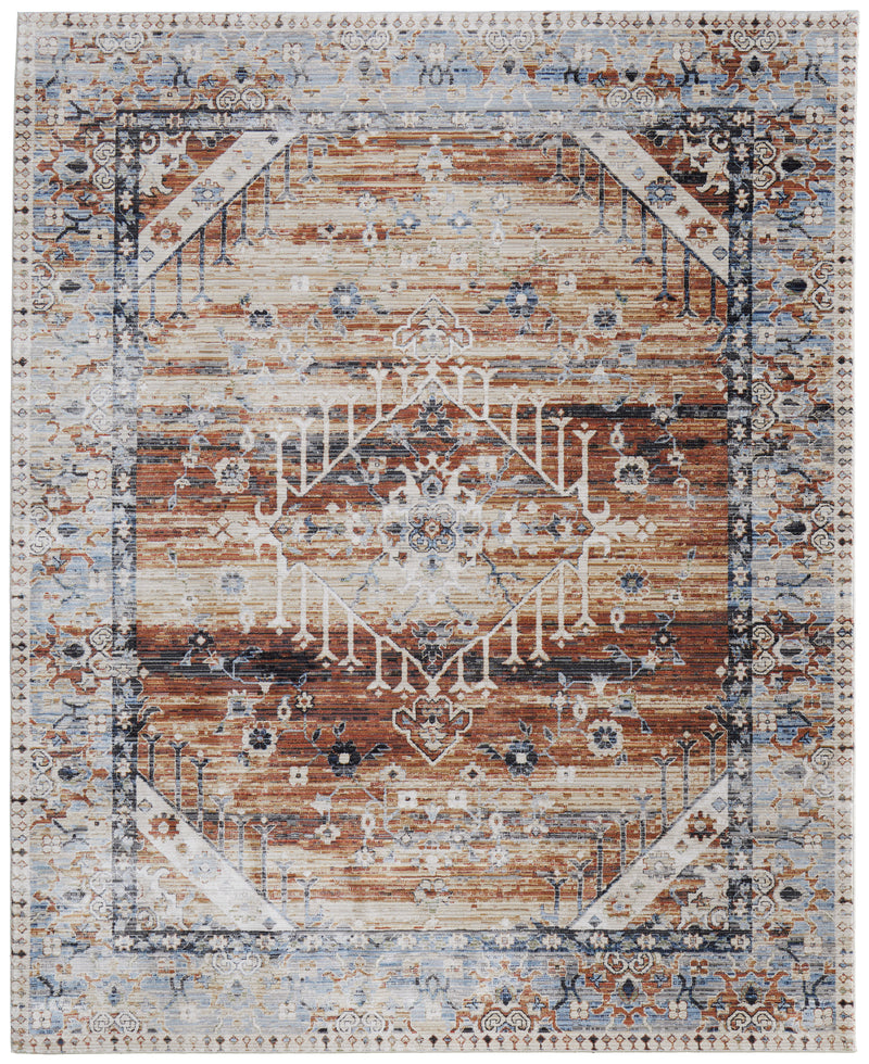 Melrose Transitional Distressed, Ivory/Red/Blue