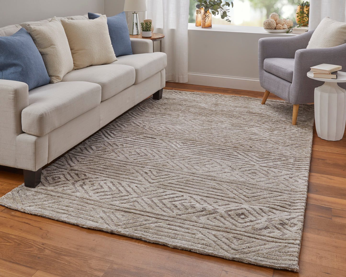 Colton Modern Geometric, Tan/Ivory/Brown