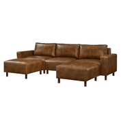 Modern Luxury Sectional Sofa Couch Quality Upholstery Breathable PU Leather Couch L Shape Sofa with Convertible Ottoman Chaise,Brown