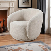 Swivel Accent Chair, Boucle Fabric Upholstered Barrel Chair, Single Sofa Single Armchair for Living Room