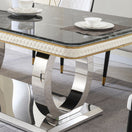 Switch Luxury Modern Dining Table With 6 Chairs Marble Top Titanium Plated Base - Black 3 image