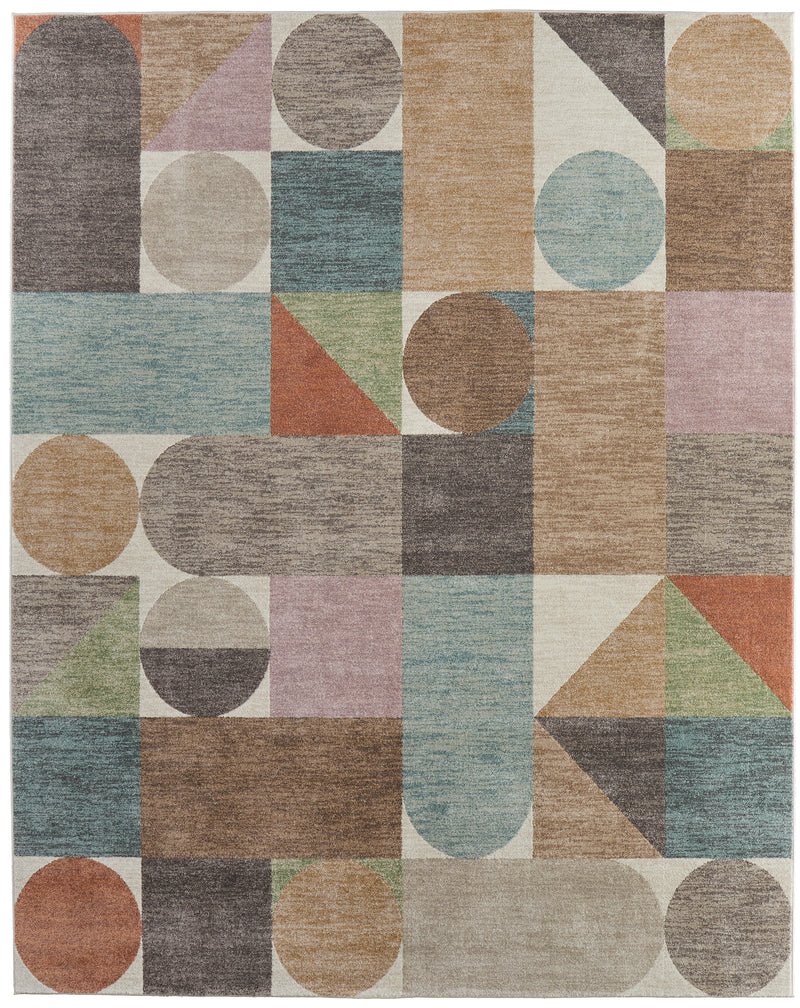 Eden Modern Color Block, Ivory/Brown/Blue