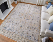 Pasha Transitional Ikat, Ivory/Blue/Taupe