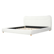 Minimalist curved headboard teddy bear plush bed, King, Cream