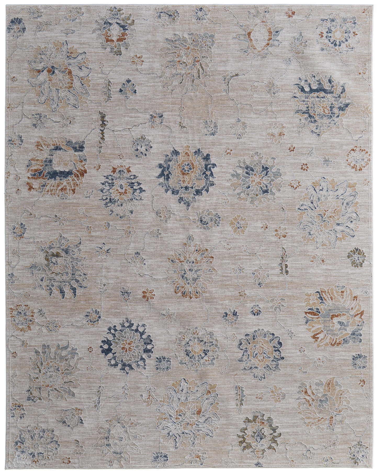 Pasha Transitional Floral & Botanical, Taupe/Ivory/Blue