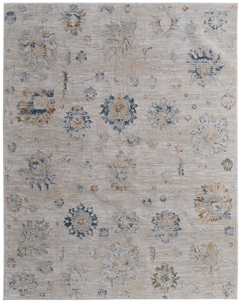 Pasha Transitional Floral & Botanical, Taupe/Ivory/Blue