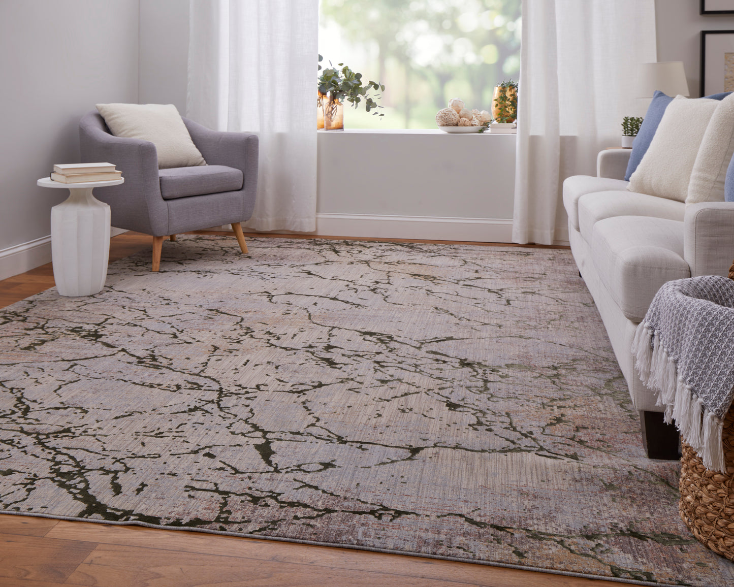 Pryor Modern Abstract, Taupe/Green/Tan