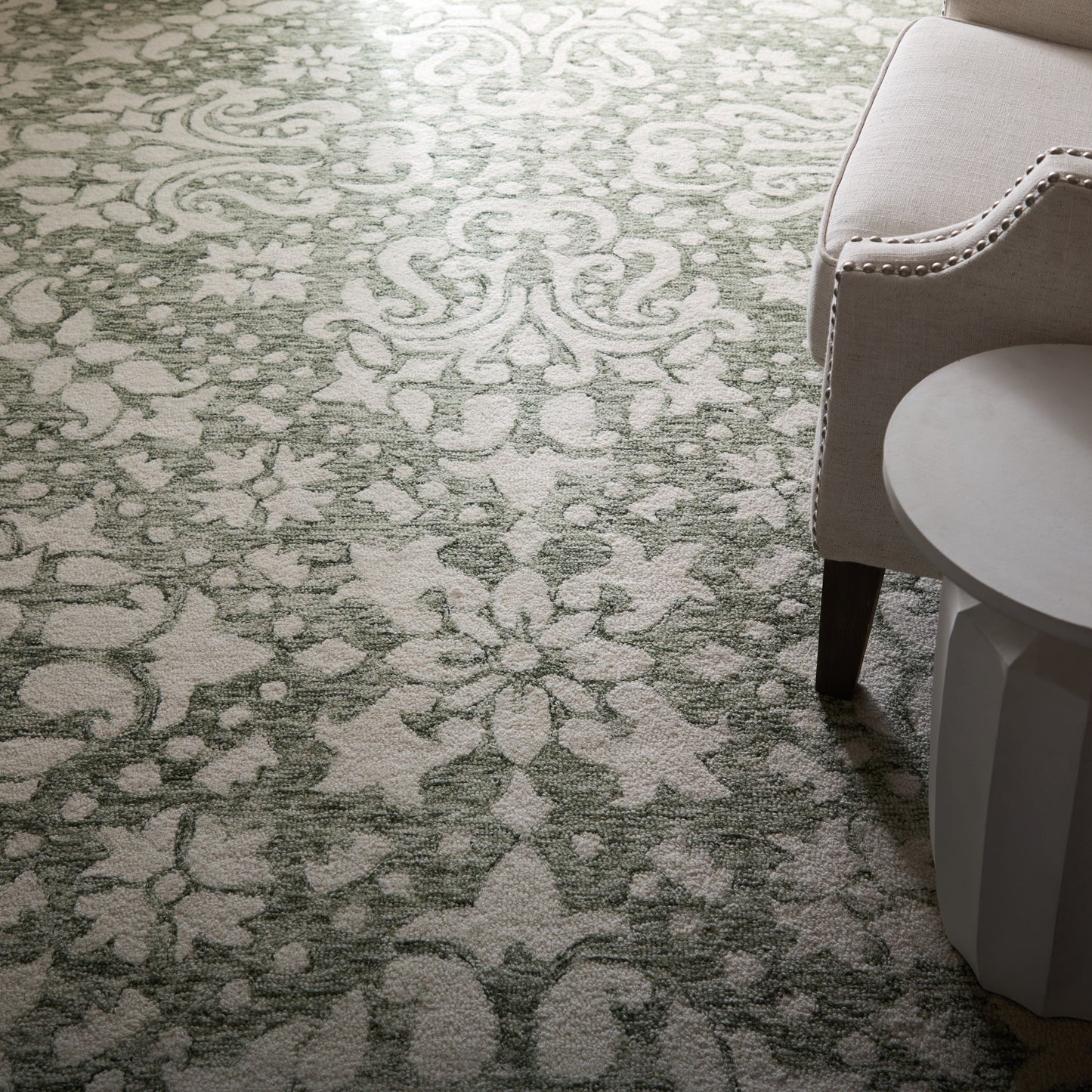 Belfort Traditional Floral & Botanical, Ivory/Green