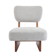 [Set of 2] Modern Grey Lounge Chair with Polyester Upholstery, Sturdy Wood Base With Walnut Finish, Minimalist and Stylish Accent Seating for Living Room, Bedroom, or Office