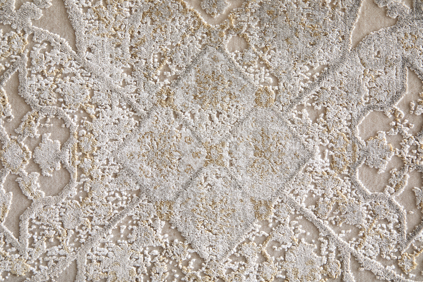 Cadiz Traditional Medallion, Ivory/Gray/Gold