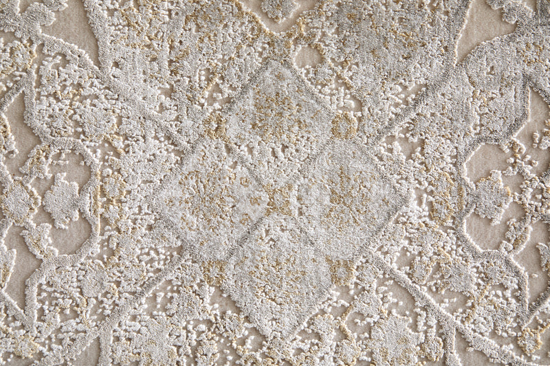 Cadiz Traditional Medallion, Ivory/Gray/Gold