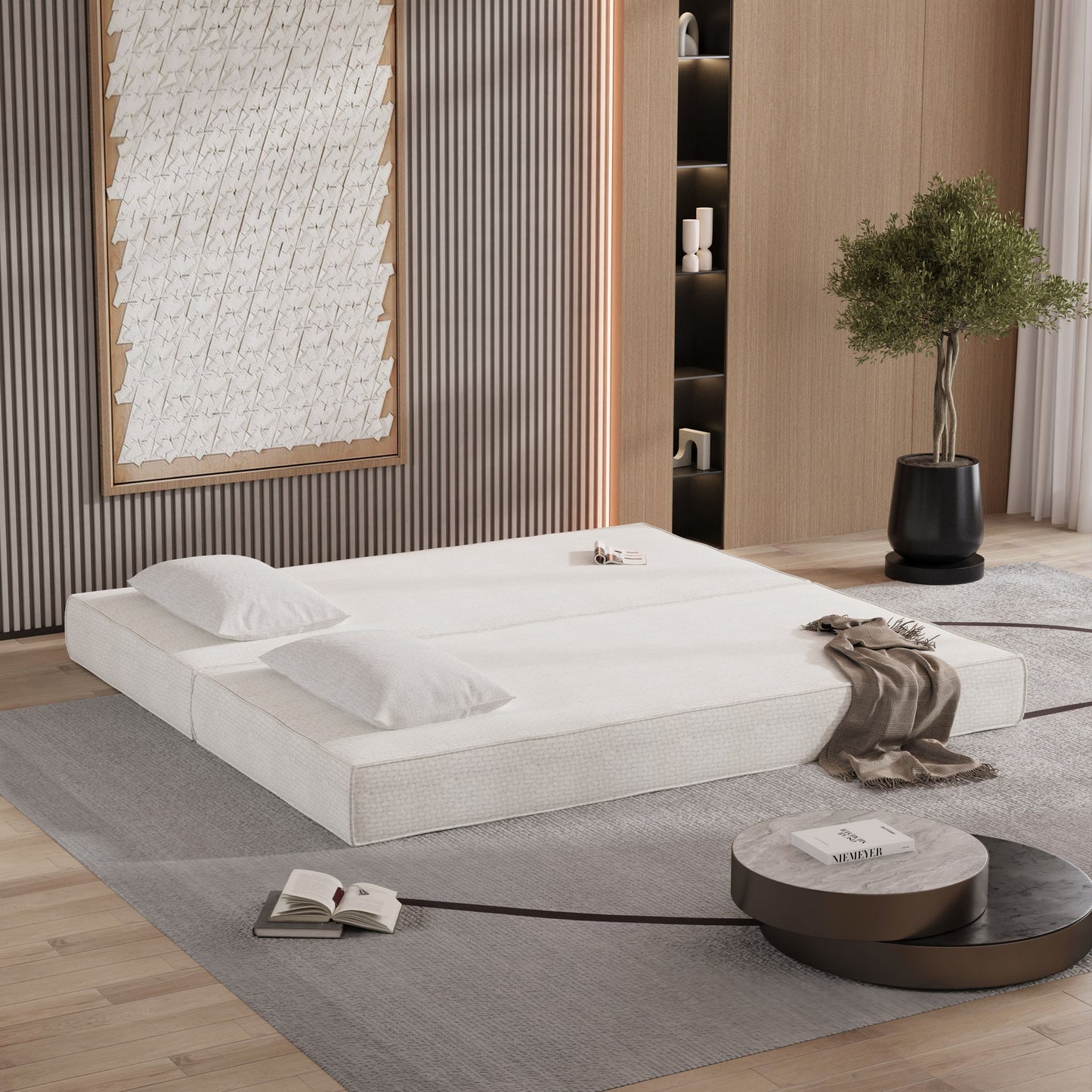 3 Seat Folding Floor Couch & King Size Bed Mattress
