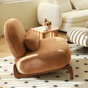 Cute Accent Chair with Solid Wood Legs, Living Room Chair with Soft fabric Cushion, Cozy Bedroom Chair, Comfy Armless Reading Chair for Apartment, Waiting Room, Balcony (Caramel)