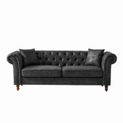 Chesterfield 3 And 2 Seater Sofa Set, High Tech Fabric Upholstered Couch For Living Room