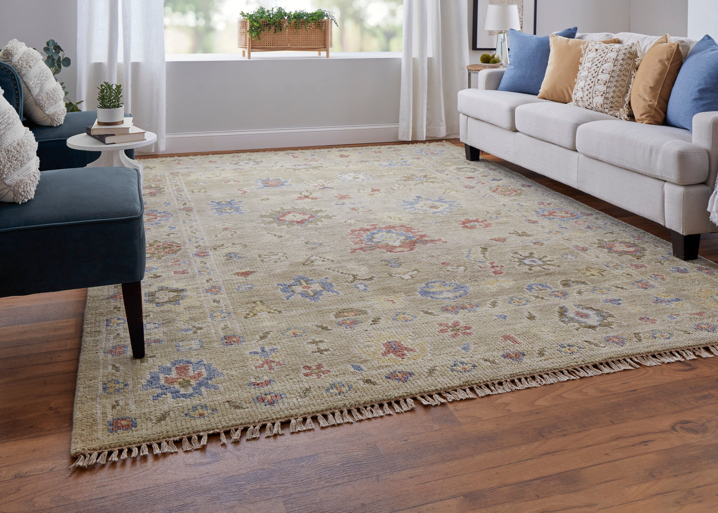 Fillmore Transitional Floral & Botanical, Brown/Tan/Blue