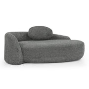 Modern Oval Single Lazy Sofa Chair with Integrated Backrest, Side Armrest and Pillow, Compact Space-Saving Lounge Chair for Living Room Bedroom-Dark Gray