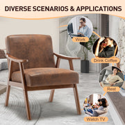 Mid-Century Modern Wingback Accent Chair with Solid Wood Frame and Extra-Thick Backrest – Lounge Chair for Living Room, Bedroom, or Reading Room