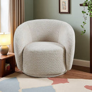 Swivel Accent Chair, Boucle Fabric Upholstered Barrel Chair, Single Sofa Single Armchair for Living Room