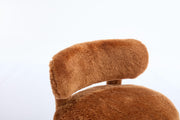 Fur Fabric armless accent chair with curved backrest and solid wooden legs upholstered chair slipper side chair  for primary living space bedroom vanity room or reading room ,Khaki