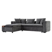 Modern L Shaped Sectional Sofa With Upholstery And Wooden Storage