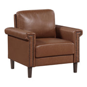 Sofa Set 3pc Sofa Loveseat Chair Chocolate Faux Leather Upholstered Nailhead Trim Plywood Frame Traditional Living Room Furniture
